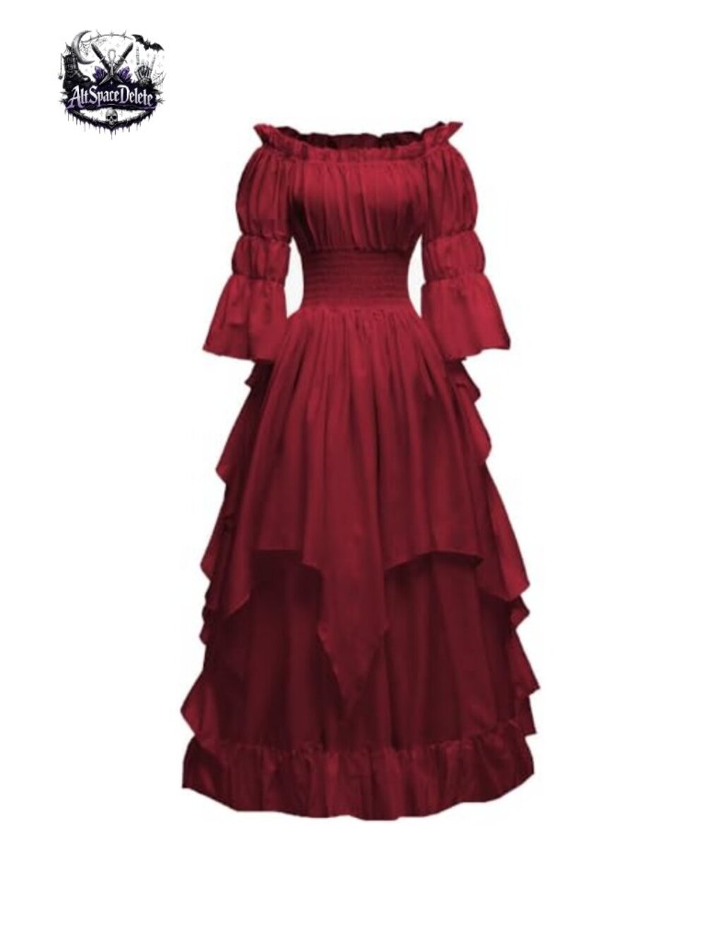 Gothic Victorian Renaissance Costume Dress Off Shoulder Long Sleeve